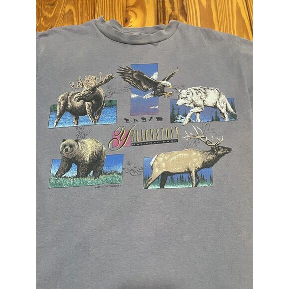 Vintage 1994 Yellowstone T Shirt Unisex Mens M 40” Moose Elk Bear Wolf Eagle - Picture 14 of 16